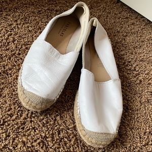 Fabiolas White Flat Espadrilles Size 38